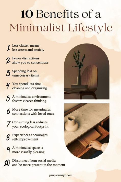 Transform your lifestyle with these ten practical minimalist tips designed to help you declutter, save money, and bring clarity to your everyday life. Embracing minimalism means focusing on what matters and letting go of the rest, making room for more purposeful and peaceful living. Perfect for beginners, these steps will help you live more frugally and find joy in simplicity. Minimalist Lifestyle Quotes, Minimal Living Aesthetic, Guide To Minimalism, Minimalism For Beginners, Minimal Lifestyle Aesthetic, Japanese Minimalism Lifestyle, Minimalist Hacks, Minimal Core Aesthetic, Minimalistic Life