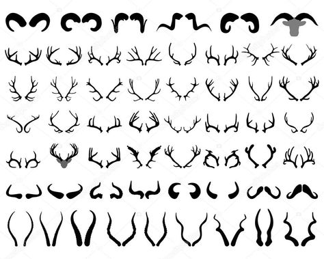 Horn Shapes Drawing, Horn Concept Art, How To Draw Horns, Horn Drawing Reference, Tiefling Horns Styles, Dragon Horns Reference, Demon Horns Drawing Reference, Types Of Horns, Drawing Horns