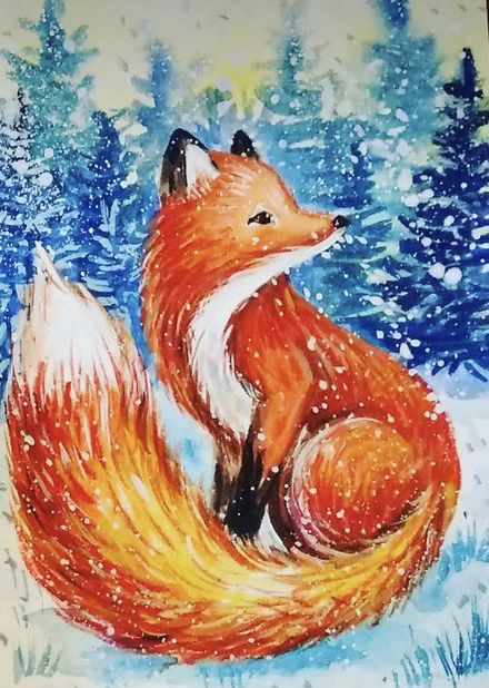 Christmas Canvas Art, Winter Art Projects, Art Tutorials Watercolor, Fox Painting, Small Canvas Paintings, Oil Pastel Drawings, Fox Art, Autumn Painting, Night Painting