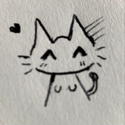 Cute Cats Drawing Doodles Art, Doodle Drawings Cat, Silly Cat Doodle Pfp, Y2k Doodles Cat, Lil Cat Drawing, Cat Doodle Art Ideas, Lil Cat Doodles, Easy Cats To Draw, Goofy Doodles Cat