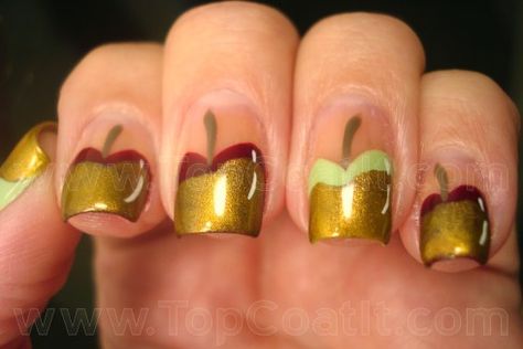 Caramel Apple Nails Circus Nails, Chrome Nails Silver, Apple Nails, Naked Nails, California Nails, Food Nails, Fruit Nail Art, Cute Nail Polish, Ten Nails