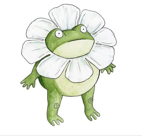 Flower Meme, Frogs Breath, Watercolor Doodle, Face The Sun, Frog Illustration, Frog Drawing, Keramik Design, Frog Art, Doodle Illustration