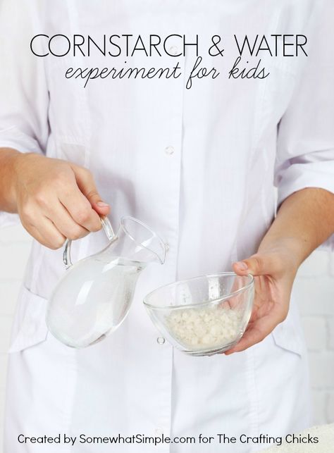 Cornstarch and Water Science Experiment for Kids Cornstarch And Water Experiment, Water Experiments For Kids, Cornstarch And Water, Water Science Experiments, Water Experiments, Experiment For Kids, Kids Party Crafts, Kid Experiments, Easy Science Experiments