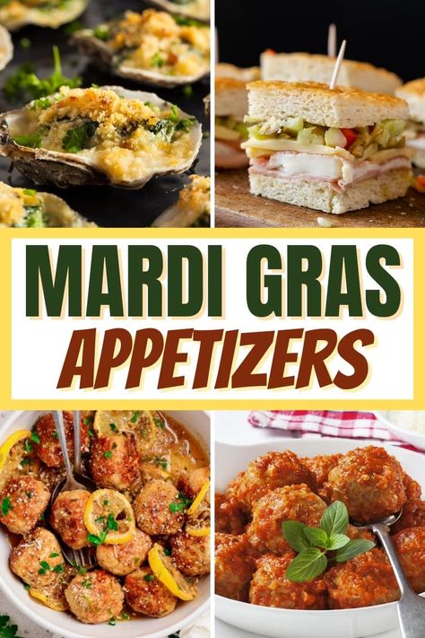 Celebrate Fat Tuesday with these Mardi Gras appetizers! From dips to cheese balls to oysters, have your very own New Orleans-style party with these tasty bites.