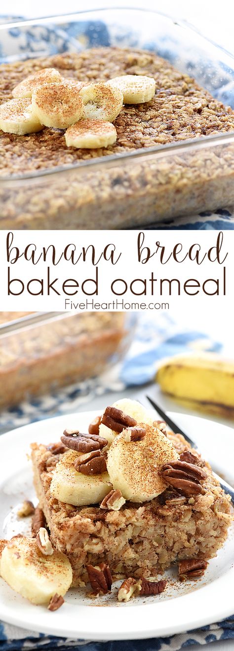 Healthy Filling Breakfast, Banana Bread Baked Oatmeal, Baked Oatmeal Healthy, Banana Baked Oatmeal, Weight Watcher Desserts, Baked Oatmeal Recipes, Brunch Recipe, Filling Breakfast, Banana Nut