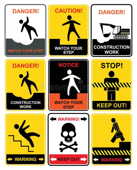 Warning signs. Set of warning signs. Notice and caution #Sponsored , #Ad, #sponsored, #signs, #caution, #Notice, #Warning Letter Logo Inspiration, Learn Yoga Poses, Dancer Workout, Collage Art Projects, Brochures Mockups, Signage Design, Warning Signs, Funny Signs, Letter Logo