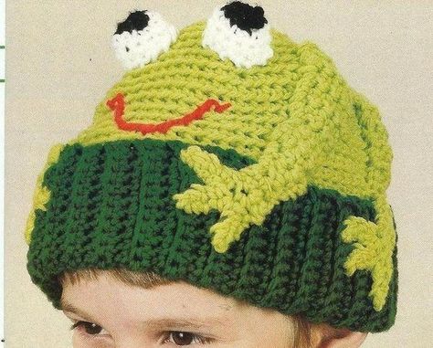 Everyone needs a frog hat! Crochet Character Hats, Frog Hat, Kids Crochet Pattern, Crochet Baby Hat Patterns, Crochet Kids Hats, Crocheted Hat, Mode Crochet, Crochet Frog, Baby Hat Patterns