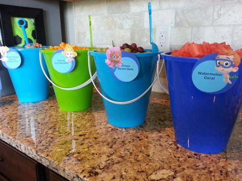 Bubble Guppies Birthday | CatchMyParty.com Bubble Guppies Birthday Party Ideas, Bubble Guppies Theme, Bubble Guppies Birthday Party, Bubble Guppies Party, Bubble Birthday, Bubble Guppies Birthday, Bubble Party, Second Birthday Ideas, Party Serving