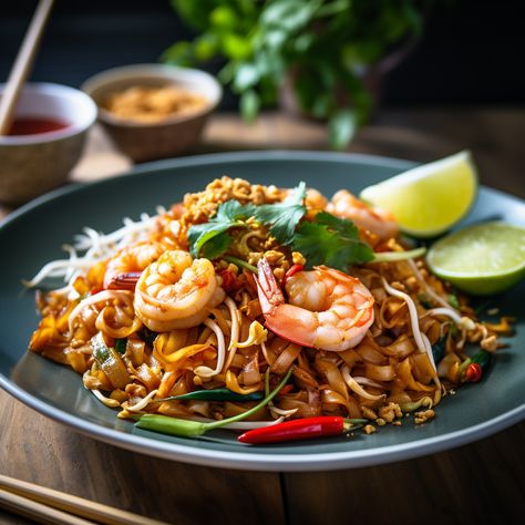 Pad thai shrimp thai food noodle #Pad thai #shrimp #thaifood #noodle Shrimp Thai Noodles, Pad Thai With Shrimp, Shrimp Pad Thai Casserole, Pad Thai Picture, Katie Lee Summer Shrimp Pad Thai, Thai Recipes Noodles, Thai Shrimp, Thai Recipes, Pad Thai