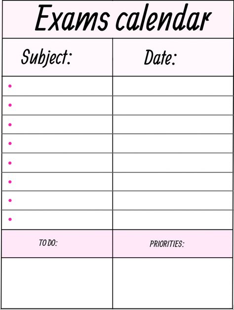 Exam Schedule Templates Aesthetic, Aesthetic Study Timetable Ideas, Exam Datesheet Aesthetic, Exam Timetable Template, Exam Study Planner Printable Free, Aesthetic Study Planner Template, Exam Schedule Template, Exams Schedule, Calendar Journaling