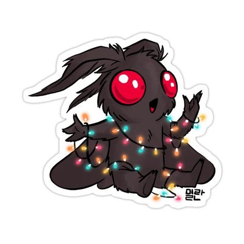 Cryptid Tattoo Ideas, Mothman Christmas, Cryptid Christmas, Forest Cryptid, Jasmine Tattoo, Cryptid Art, Christmas Tattoos, Merry Creepmas, Cute Moth