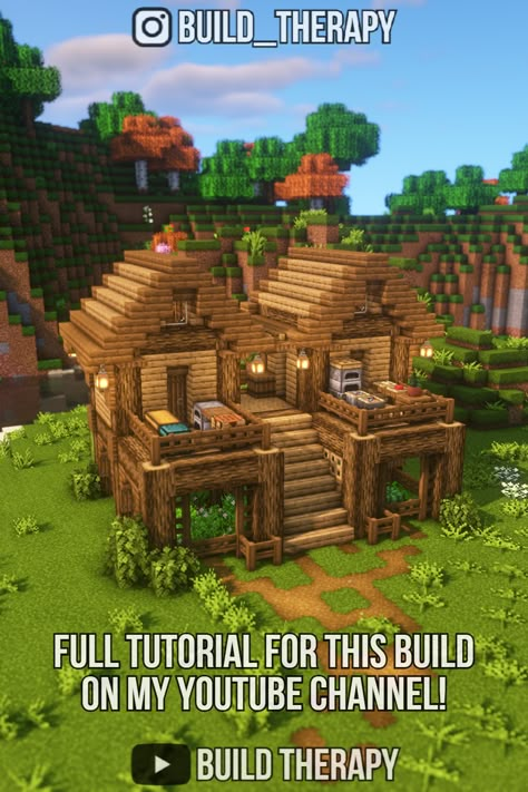 This Minecraft Two player Survival House Tutorial shows you How to Build the Ultimate Simple Multiplayer base! Fitted with essentials for your Minecraft World and a little farming area to supply you with all the needed food! Minecraft Houses For Two Players, Minecraft House For 3 Players, Minecraft Houses Multiplayer, Minecraft Houses For Survival, Started Minecraft House, Survival World Builds, Minecraft Survival House For Two, Minecraft Begginer House, Minecraft Starter House For 2