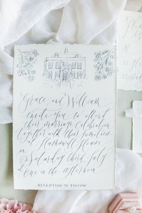 English Style Wedding Invitations, English Garden Wedding Invitations, Hand Written Wedding Invitation, Calligraphy Invitation Wedding, Hand Calligraphy Wedding Invitations, Wedding Calligraphy Invitations, Handwritten Wedding Invitations, Drawing In Pen, Willow Wedding