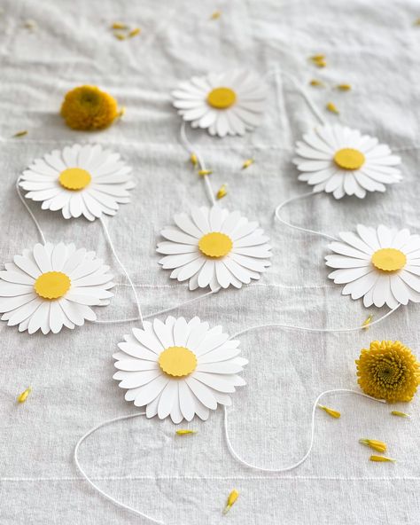 paper daisy flower decorations Daisy Decorations, Daisy Baby Shower, Baby Brunch, Shasta Daisies, Flowers Daisies, Daisy Party, Paper Daisy, Flower Chain, Balloon Shop