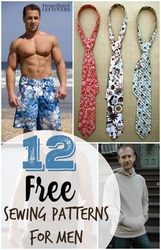 12 Free Sewing Patterns for Men- Looking for sewing patterns for men? Here are some great free sewing patterns that include men's clothing and accessories. Sewing Patterns For Men, Sewing Men, Mens Sewing Patterns, Diy Gifts For Men, Trendy Sewing Patterns, Free Sewing Patterns, Sew Ins, Trendy Sewing, Sewing Fabrics