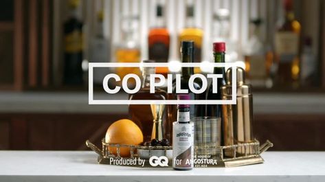 The Co-Pilot, a Cocktail Worth Celebrating on video.gq.com Vermouth, Cocktail Drinks, Liqueur, Gq, Manhattan, Liquor, Whiskey, Cocoa, Alcoholic Drinks