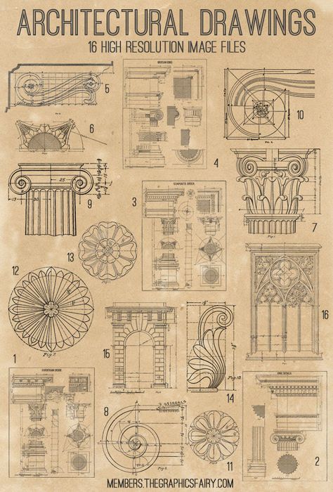 Architectural Diagrams, Architecture History, Architecture Drawing Art, Graphics Fairy, Architectural Drawing, Classic Architecture, Architectural Drawings, Classical Architecture, Architecture Old