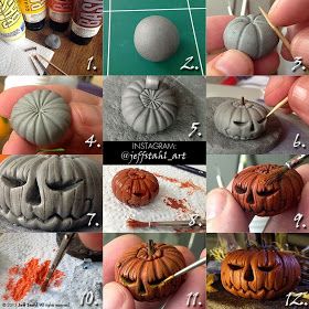 Halloween Bricolage, Fimo Halloween, Make Your Own Clay, Clay Pumpkin, Polymer Clay Halloween, Bolo Barbie, Halloween Clay, Polymer Clay Ornaments, Zucca Halloween