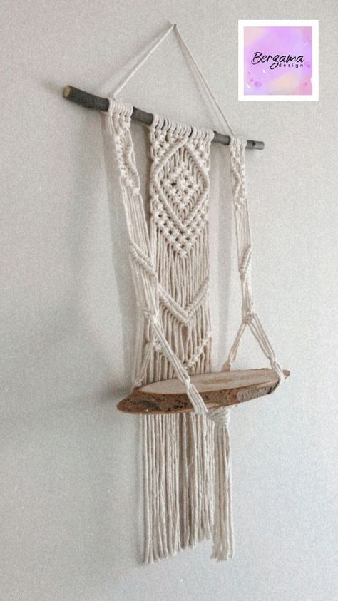 🔹Macrame Wall Hanging Shelf, Boho Indoor Rope Plant Hanger, flower pots holder, Bohemian Home Geometric Art Decor Cotton Bedroom Decorations. 🔹Pack Includes: One Piece of Macrame Hanging Shelf / The shelf is made of natural wood pieces. / The product will be made with a natural piece of wood. Not a dowel. 🔹Height: 29inc / 75 cm - Width: 18 inc / 48 cm - Depth: 8inc / 20 cm (Depth size is approximate. It can vary by 1-2 cm.) 🔹Colour : Multiple color option 🔹100% cotton woven tassels and wood Small Book Shelf, Macrame Wall Hanging Shelf, Macrame Hanging Shelf, Rope Plant, Rope Plant Hanger, Wall Hanging Shelf, Wall Hanging Shelves, Bedroom Decorations, Plant Shelf