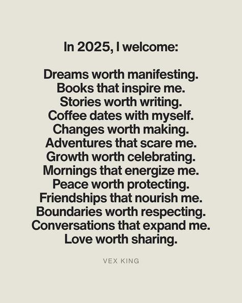 What would you add to the slides?⁣ 👉🏽👇🏽 ⁣ We often treat the new year like a magical reset button, a fresh start that will make all our good intentions easier to follow—and there’s nothing wrong with that. Nevertheless, we don’t have to wait for 2025 or for any future milestone to start welcoming more of what makes us feel alive and full.⁣ ⁣ We can choose these intentions now, today, and every day going forward. We can pursue soulful dreams that excite us. We can carve out time for ourselves,... Looking Forward To The New Year Quotes, Start A Day Quotes, New Year Focus On Me Quotes, This Year Will Be Different Quotes, New Years Aspirations, A Year Of Growth Quotes, Things To Achieve In 2025, New Year Intentions Quotes, 2025 In And Out