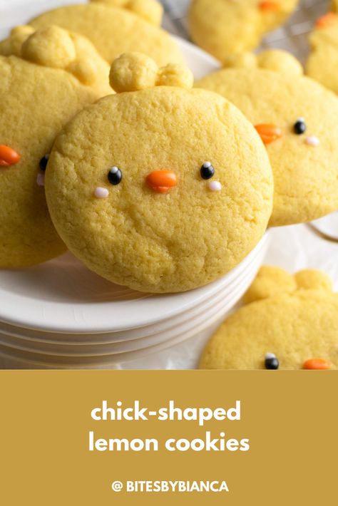 Cute Bunny Cookies, Cute Animal Desserts, Cute Animal Cookies, Easy Cute Cookies, Easy Cute Baking Recipes, Duck Food Ideas, Kawaii Baking Recipes, Cute Cookies Recipes, Animal Cookie Recipes