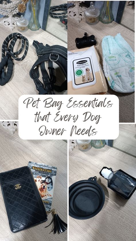 Dog Bag Essentials, Dog Essentials For Car, Dog Mom Essentials, Puppy Travel Essentials, Dog Emergency Go Bag, Puppy Bags For New Owners, Doggie Bags For Dogs, Mom Bag Essentials, Diaper Bag Essentials