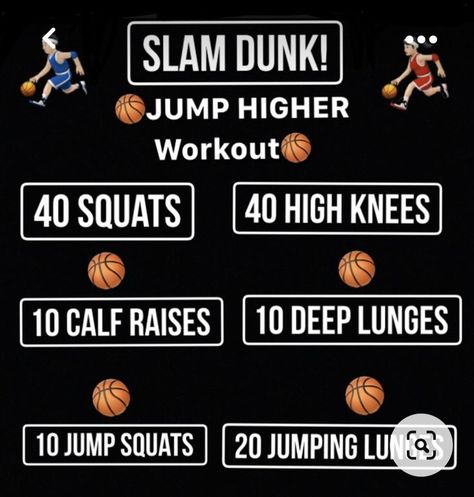 Exercises To Jump Higher Basketball, Higher Jump Workout, Exercise To Jump Higher, Higher Jump Exercises, Jump Higher Workout Basketball, Vertical Jump Workout Basketball, How To Jump Higher For Basketball, Basketball Strength Workout, How To Dunk A Basketball