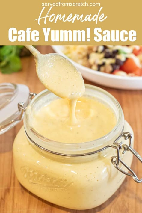 If you live in or have visited the Pacific Northwest, then you're likely familiar with the fast-casual restaurant chain, Cafe Yumm! which serves clean fresh bowls with their signature vegan, gluten-free spread/dip/dressing sauce. This sauce is so versatile and is packed full of flavor and bright lemon. With this recipe, you can make your own Homemade Cafe Yumm Sauce at home, at a fraction of the price! Cafe Yumm Sauce Recipe, Cafe Yumm Sauce, Yumm Sauce Recipe, Yumm Sauce, Fresh Bowls, Homemade Cafe, Yum Sauce, Coconut Balls, Yum Yum Sauce