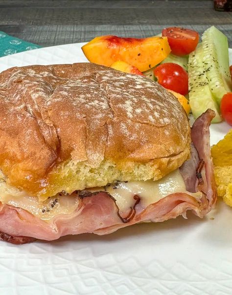 Hot Ham and Swiss Sandwiches - Hot Rod's Recipes Hot Ham And Swiss Sandwiches, Best Ham Sandwiches Ever, Ham Sandwich Ideas, Ham And Swiss Sandwiches, Hot Ham And Cheese Sandwiches, Best Ham Sandwich, Ham Sandwich Recipes, Hot Sandwich Recipes, Sandwich Wraps Recipes