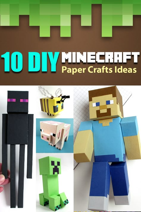 How to make Minecraft Steve, Creeper, Pig, Bee, Zombie, Enderman, Wolf, Iron Golem, Axolotl, Chest. Discover COOL Minecraft papercrafts 😀 Minecraft Cardboard Crafts Diy, Minecraft Classroom Ideas, Minecraft Papercraft Printables, Minecraft Crafts For Kids, Minecraft Paper Craft, Minecraft Classroom, Minecraft 6, Minecraft Creatures, Diy Minecraft Decorations