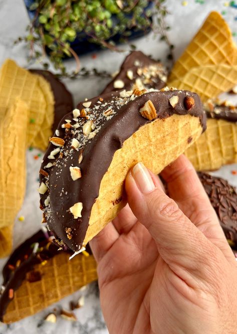 paleo choco tacos paleo choco tacos - Back Porch Paleo Choco Taco, Waffle Cone Recipe, Waffle Cone Maker, Ice Cream Novelties, Ice Cream Companies, Ice Cream Chocolate, Eating Tacos, Homemade Waffles, Ghirardelli Chocolate