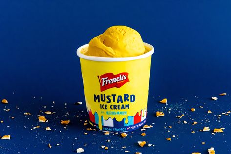 French's Created a Mustard-Flavored Ice Cream and We Reluctantly Tasted It Pinkberry Frozen Yogurt, Crazy Ice Cream, Weird Ice Cream, Weird Ice Cream Flavors, I Is For Ice Cream, Weird Flavors, I Is For Ice, Different Ice Cream Flavors, Omega Mart