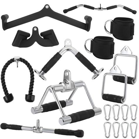 Junkin 19 Pieces LAT Pull Down Bars Cable Machine Attachments for Home Gym Triceps Rope Pull Down Equipment Weight Machine Accessories for Fitness Workout Strength Training Workout Strength Training, Exercise Accessories, Workout Strength, Rope Pulls, Cable Machine, Gym Machines, Training Workouts, Weight Machine, Workout Accessories