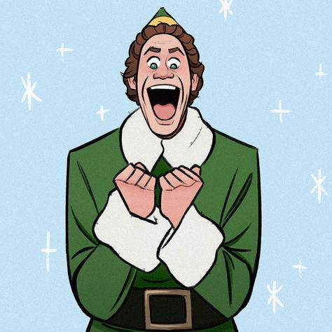 Buddy The Elf Cartoon, Buddy The Elf Drawing, Elf Movie Drawing, Christmas Movie Art, Elf Fanart, Diy Christmas Outdoor Decorations, Diy Christmas Outdoor, Will Ferell, Outdoor Decorations Christmas