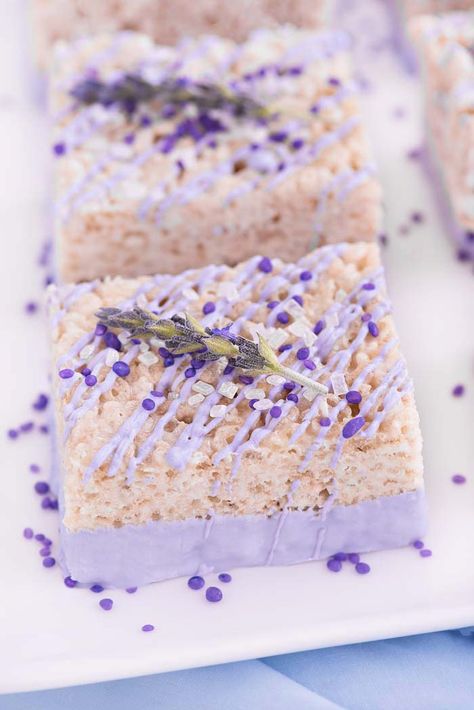 Purple Dessert Tables, Lavender Rice, Lavender Dessert, Purple Desserts, Lavender Baby Showers, Krispy Treats, Baby Shower Purple, Shower Desserts, Rice Krispy