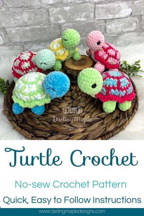 Popular Amigurumi Free Pattern, Crochet Pattern Fun, Box Turtle Crochet Pattern, Easy Crochet Turtle For Beginners, Easy Crochet Critters, No Sew Crochet Turtle Pattern, Amigurumi Turtle Free Pattern Easy, Land Turtle Crochet Pattern, Mini Turtle Amigurumi Free Pattern