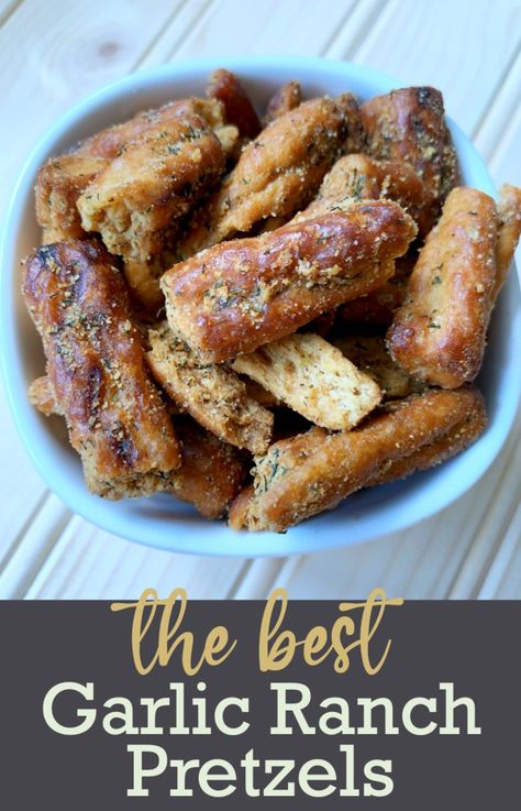 Ranch Seasoned Pretzels, Garlic Ranch Pretzels, Ranch Pretzels, Seasoned Pretzels, Garlic Ranch, Cheap Snack, Cinnamon Sugar Pretzels, Homemade Soft Pretzels, Pretzels Recipe