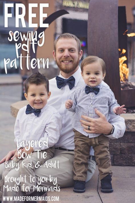 Layered Bow Tie | Made For Mermaids (with template) How To Sew A Bow Tie For Men, Tie Pattern Free, Bow Tie Tutorial, Tie Template, Baby Boy Bow Tie, Made For Mermaids, Tie Ideas, Layered Bow, Toddler Bow Ties