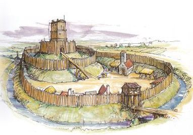 Types of Castle, pre-Norman wooden motte & beiley castle Motte And Bailey, Carlisle Castle, Motte And Bailey Castle, Norman Castle, Castle Illustration, Chateau Medieval, European Castles, Medieval Life, Castle Art