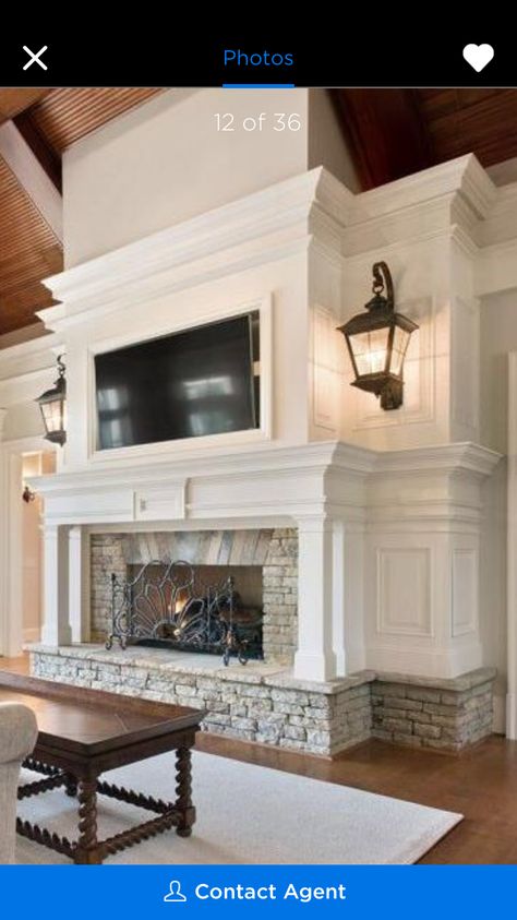 French Country Fireplace, Fireplace And Tv, Loft Windows, Fireplace Home, Design Fireplace, Antique Telephone, Fireplace Built Ins, Family Room Fireplace, Farmhouse Fireplace