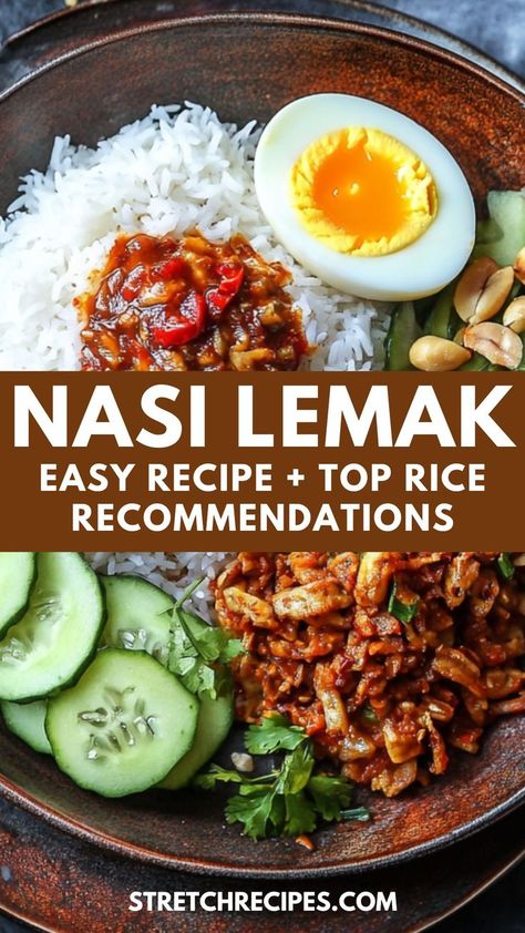 Dive into the rich flavors of Malaysia with my savory & easy Nasi Lemak! This dish is a delightful rice bowl that combines fragrant rice with spicy sambal and colorful garnishes. Whether you're new to Malaysian food or a seasoned fan, this recipe is easy to make and packed with flavor. Save this pin now and click through for a delicious rice dish that everyone will love. Jasmine Rice Recipes, Asian Dinner, White Rice Recipes, Rice Side Dish Recipes, Best Rice, Asian Rice, Asian Dinners, Cooking Jasmine Rice, Delicious Rice