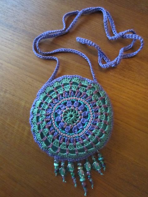 Crochet Mandala Bag Crochet Boho Circle Bag Pattern, Crochet Mandala Bag, Mandala Bag Crochet, Multicolor Bohemian Crochet Bag, Bohemian Crochet Bag In Purple, Unicorn Mandala Crochet, Crochet Belt, Crochet Shoulder Bags, شال كروشيه