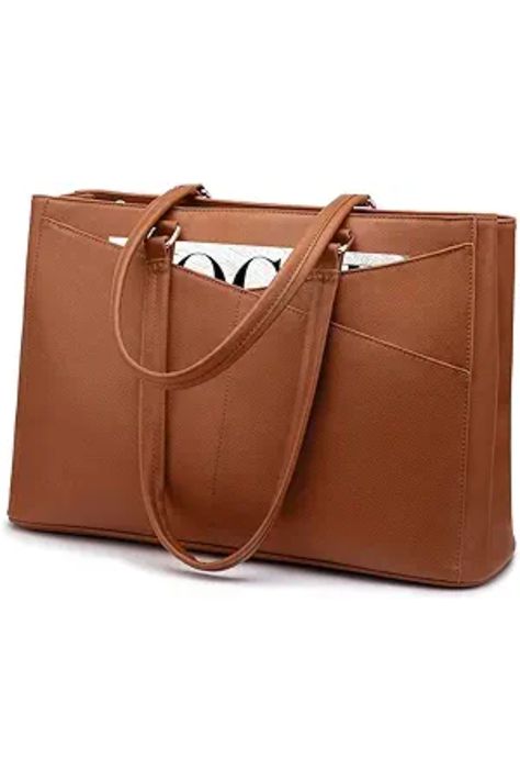 This computer tote is crafted in durable, water-resistant, scratch-resistant Canvas and polyester lining. Top smooth metal zipper for easy opening # affiliate linked Leather Computer Bag, Laptop Tote Bag, Laptop Bag For Women, Laptop Tote, Work Tote, Minimalist Chic, Computer Bags, Leather Briefcase, Work Bag