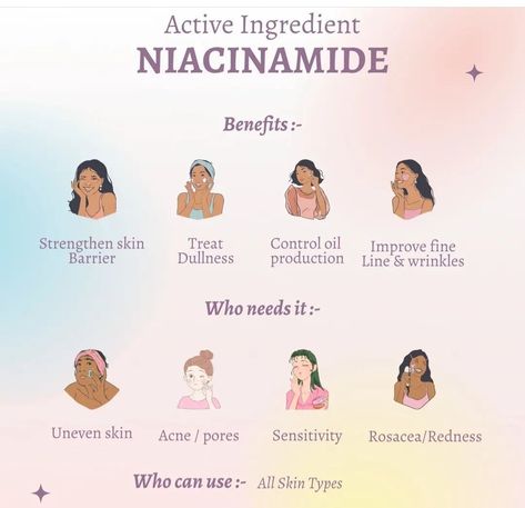 Active ingredient niacinamide Niacinamide Benefits, Skin Care Pictures, Skin Facts, Skin Care Business, Skin Aesthetics, Skin Line, Healthy Skin Tips, Facial Skin Care Routine, Lifestyle Habits