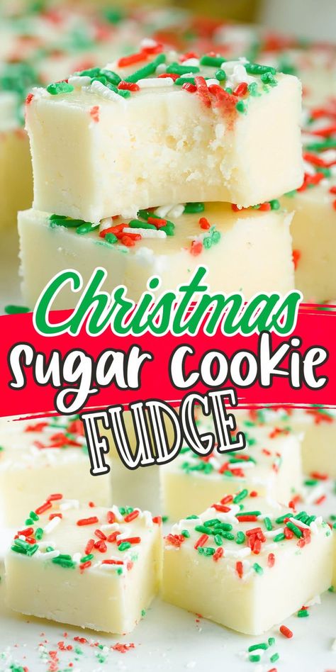 Christmas Sugar Cookie Fudge Christmas Sugar Cookie Fudge, Cookie Fudge Recipe, Sugar Cookie Fudge, Cookie Fudge, Holiday Fudge, Christmas Sugar Cookie, Homemade Fudge Recipes, Christmas Fudge, Sugar Cookie Mix