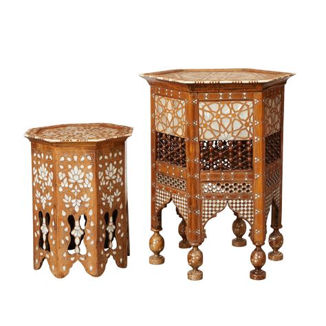 Islamic Furniture, Wooden Side Tables, Regency Furniture, Indian Sculpture, Islamic Art Pattern, Moroccan Tile, Islamic Design, Table Height, Side Tables