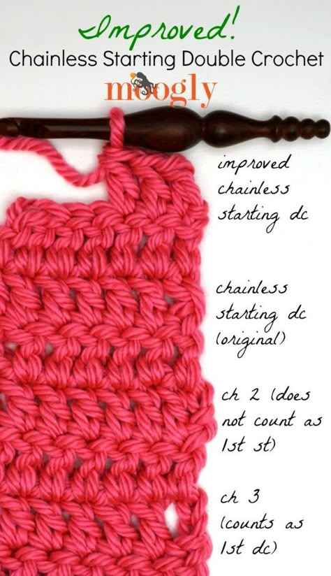 Improved Chainless Starting Double Crochet https://www.mooglyblog.com/improved-csdc/ Crochet Video Tutorials, Left Handed Crochet, Crochet Hack, Crochet Knit Stitches, Crochet Lessons, Crochet Stitches For Beginners, Crochet Videos Tutorials, Crochet Stitches Tutorial, Crochet Instructions