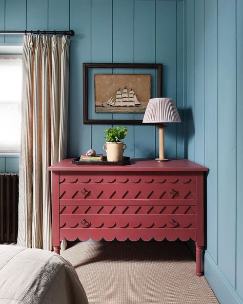 A little whip around a favourite bedroom @Atlanta.TrevoneBay, with blue panelling from floor to ceiling. This is a true sanctuary and… | Instagram Creative Interior Design, Blue Bedroom, Interior Design Companies, Lighting Inspiration, The Net, Interior Design Projects, Guest Bedroom, Shop Wallpaper, Design Company