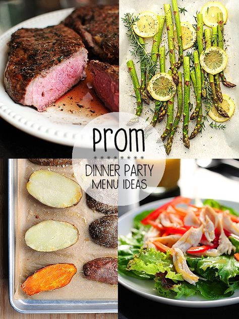 Prom Meal Ideas Dinners, Prom Dinner Menu Ideas, Formal Dinner Menu Ideas, Prom Dinner At Home Ideas Table Settings, Prom Dinner At Home Ideas, Easy Dinner Party Recipes, Birthday Dinner Menu, Dinner Party Desserts, Prom Dinner