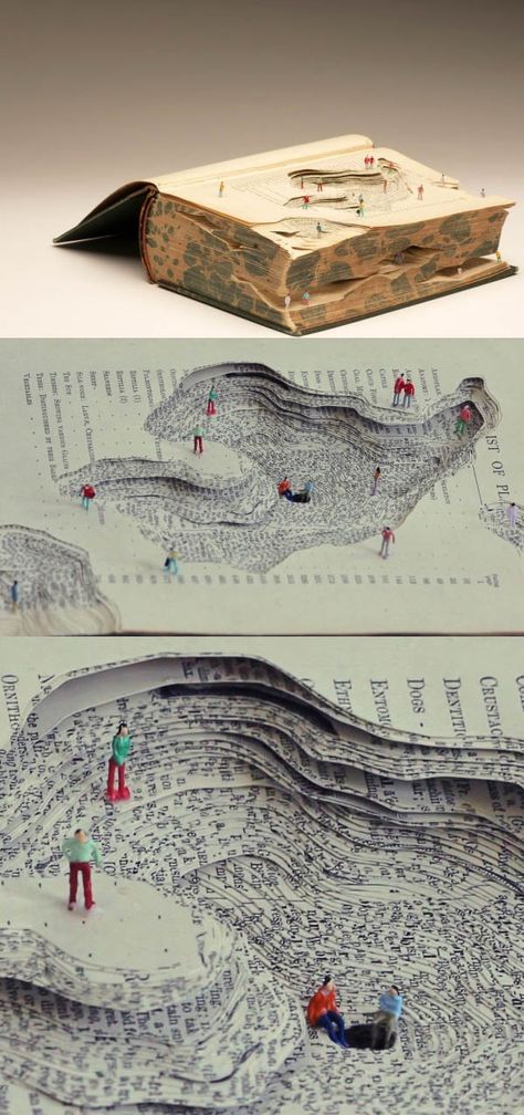 Uni Scrapbook, Paper Exploration, Book Carving, Miniature People, Paper Sculptures, Altered Book Art, Book Sculpture, Visual Culture, Up Book